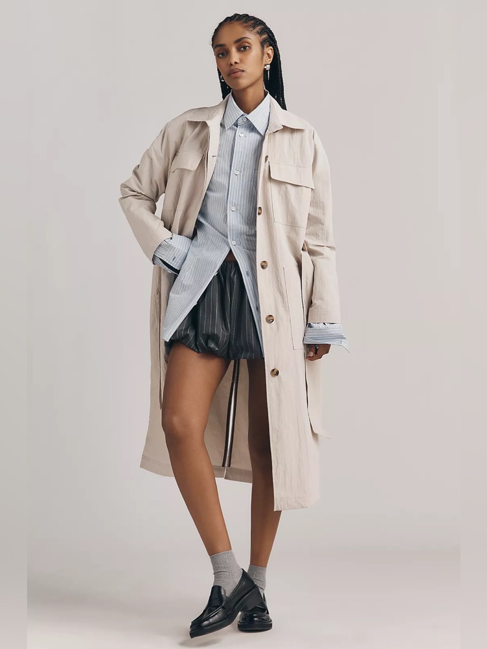 Hunter Boots Patti Belted Utility Trench Coat Jacket Beige NEW